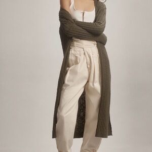 Pilcro Anthropologie Distressed Duster Cardigan Moss Green S